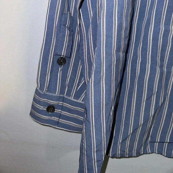 J. Jill women’s Striped Button Down‎ Blouse small petite Blue White lightweight - Picture 5 of 5